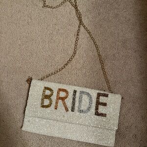 Beaded Bride Clutch with Chain